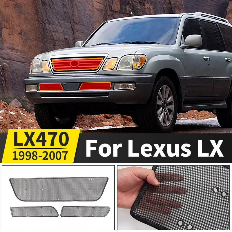 

For ToyotaLexus LX470 1998-2007 Car Front Grille Mesh Cover Radiator AC Condenser Protection Easy Install Bug Screen Accessories