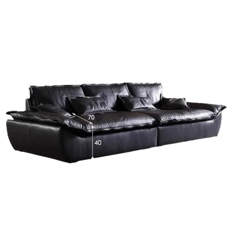 

Leather down sofa living room furniture Italian minimalist large apartment first layer leather sofa