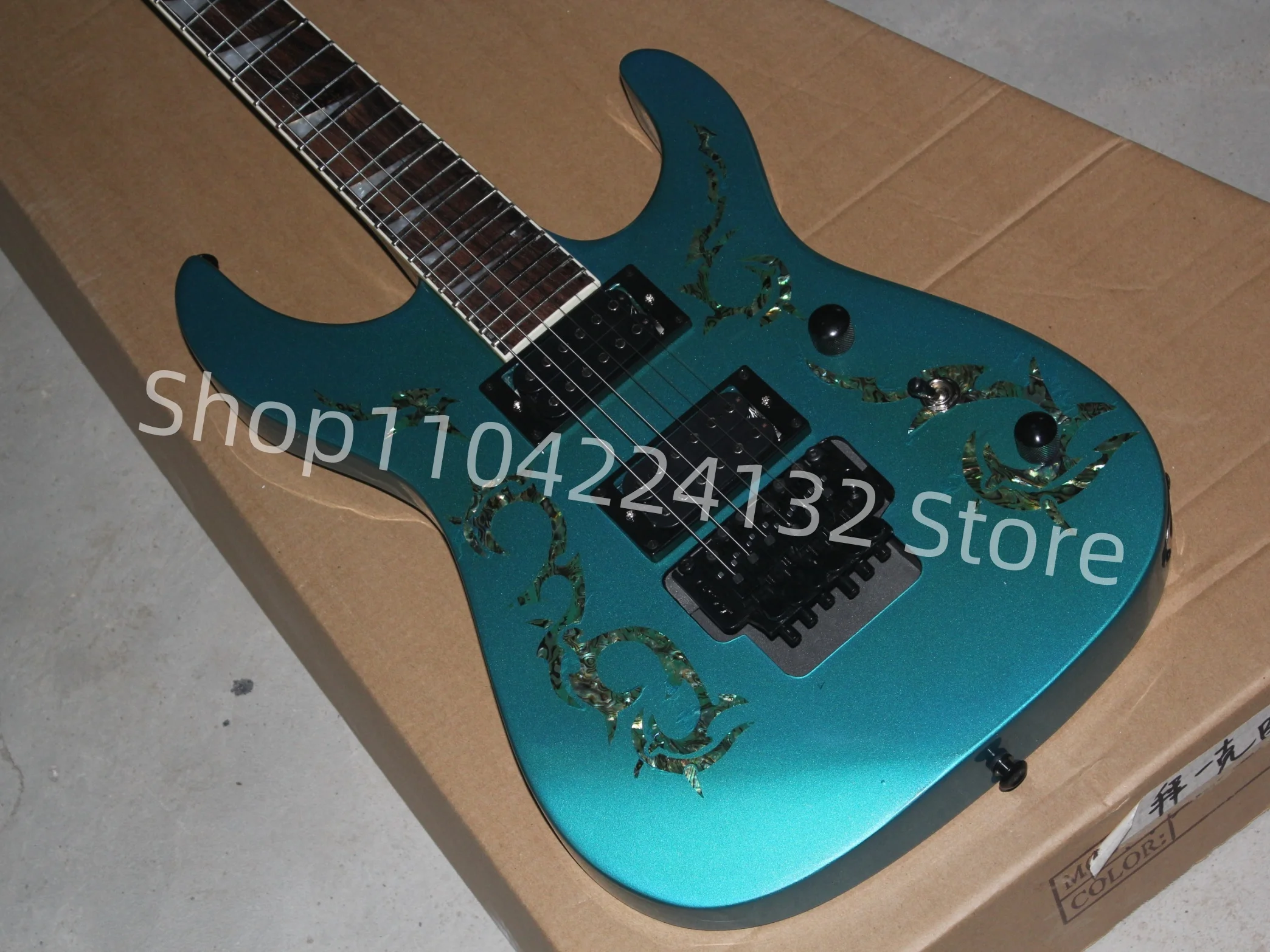 Best-selling high quality Jackson Guitar, metal sky blue, inlaid Bette body, double rocker pull plate, free shipping (L116)