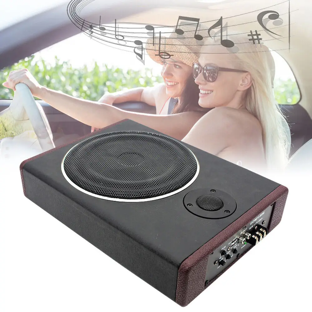 12V 600W Stainless Steel Ultra Thin Car Underseat Active Subwoofer Auto Speaker 8Inches vehicle Audio