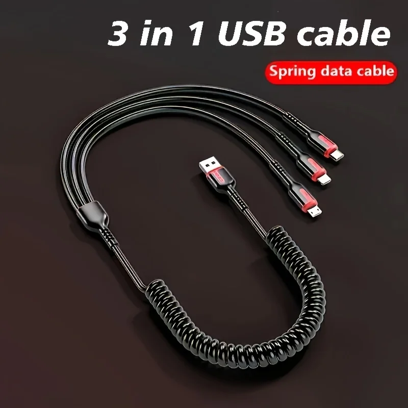 

3 In 1 Fast Charging Cable For Xiaomi iPhone Poco Micro USB Type C Charger Cable Cord Multiple Usb Charging Wire Line