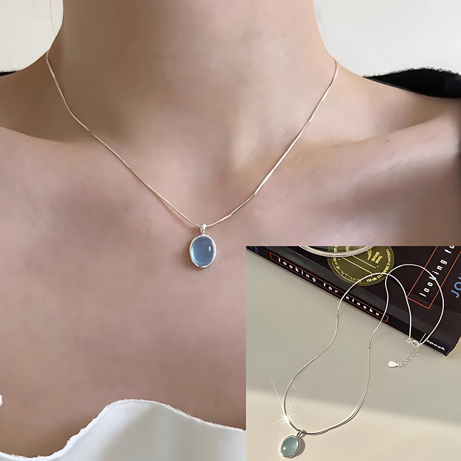 Women's 925 Sterling Silver Line Necklace