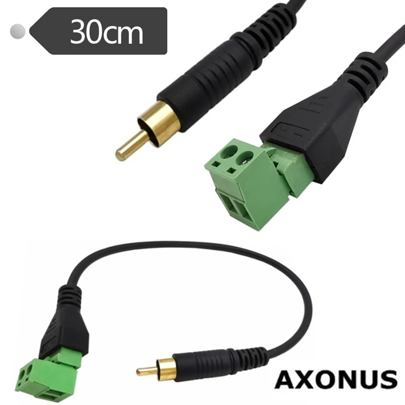 Terminal block to RCA male for TV Video adapter Cinch connector cable 0.3m