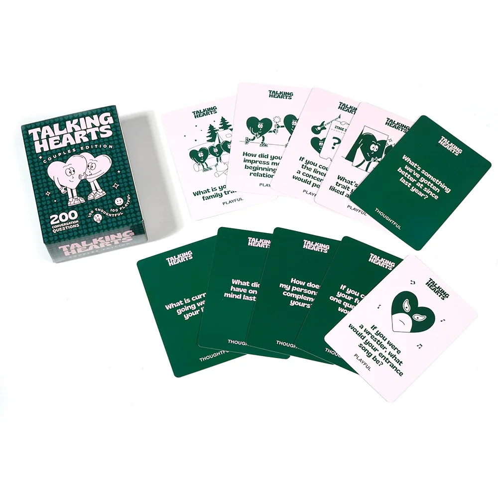 비뷰 아트 토킹 하츠 대화 카드 - 데이트 나이트 및 여행 모험을 위한 커플 카드 게임 200가지 질문