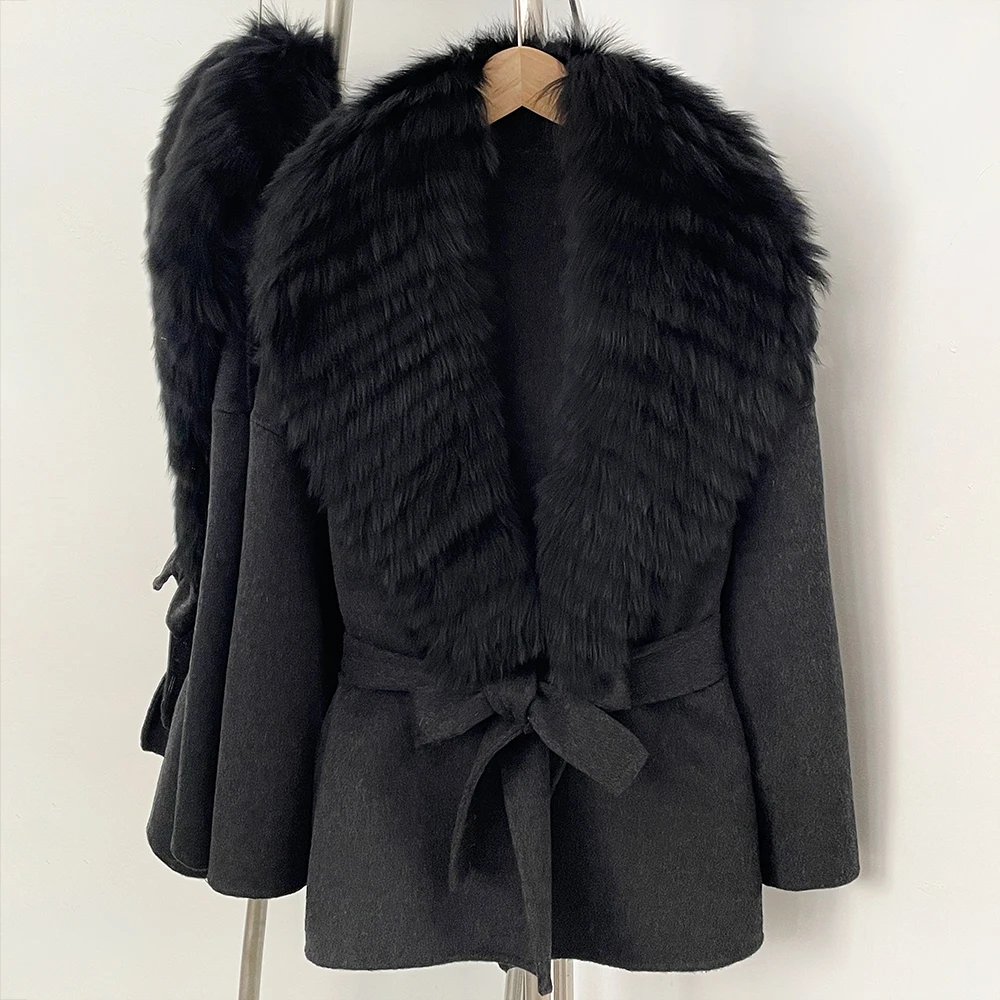 Women Double Face Wool Blend Overcoat Thick Wool Coat Premium Warm Old Money Style Commuting Outerwear for Ladies Daily Casual