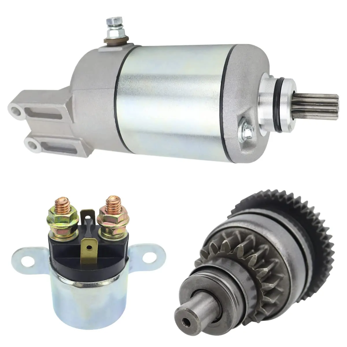 Motor de Partida, Bendix e Relé para Can-Am Outlander 330 400 450 Todos os Modelos 2003-2023, 420-684-280 420-684-282 420-684-283 18823 57-273