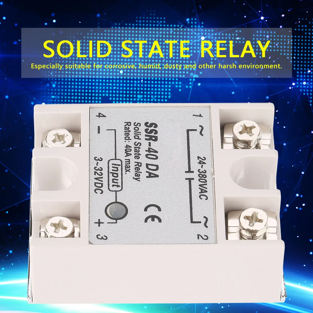 Single Phase DC-AC Solid State Relay SSr  40DA 40A Input 3-32V DC Output 24-380V AC