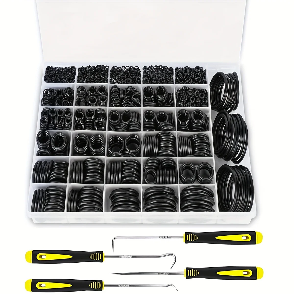 

1540 Pcs Rubber O-Ring Assortment Kit and 4 screwdrivers for Pressure Washer, Plumbing Sealing Repair, Air or Gas Connections