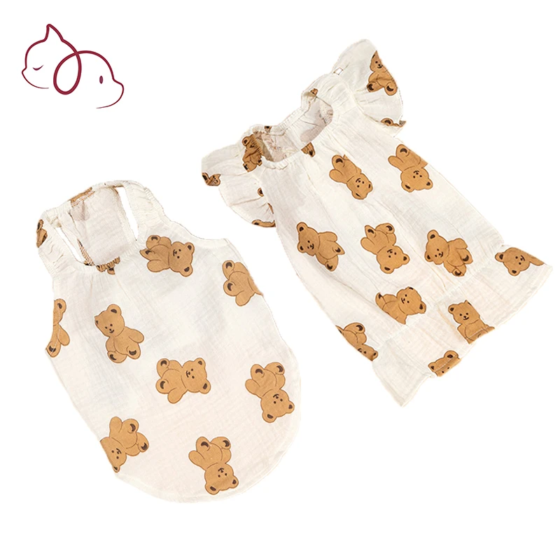 Summer Clothes For Small Medium Dogs Luxury Chihuahua Fadou Corgi Puppy Vest Skirt Cute Bear T-shirt Sleeveless Pet Supplies