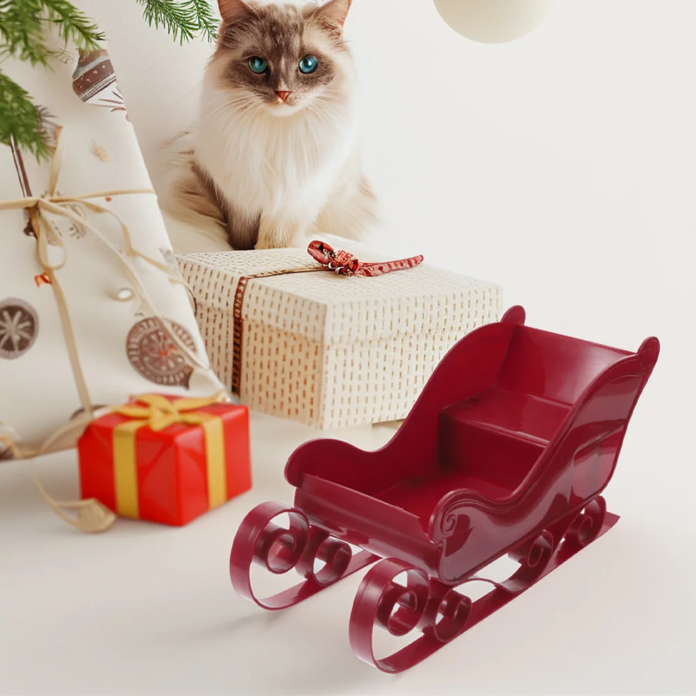 

2pcs Christmas Sleigh Decoration Holiday Tabletop Bowl Festive Home Kitchen Desk Shelf Decor Santa Candy Server Xmas Sleigh