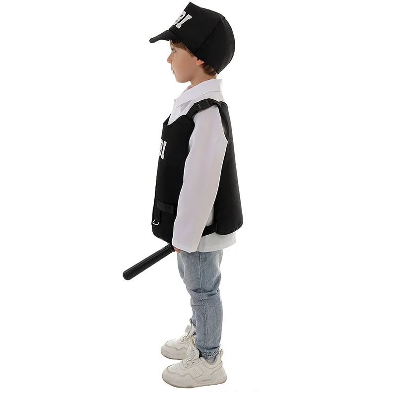 America FBI Agent Costumes Set Accessories for Kids Dress Up SWAT Police Halloween Costume Cosplay