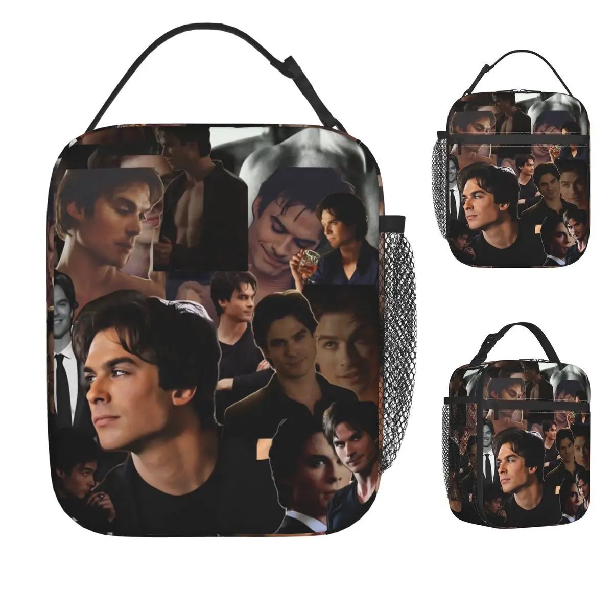 

The Vampire Diaries Damon Salvatore TV Series Lunch Bag Cute Lunch Box For Child Outdoor Picnic Zipper Cooler Bag Tote Food Bags