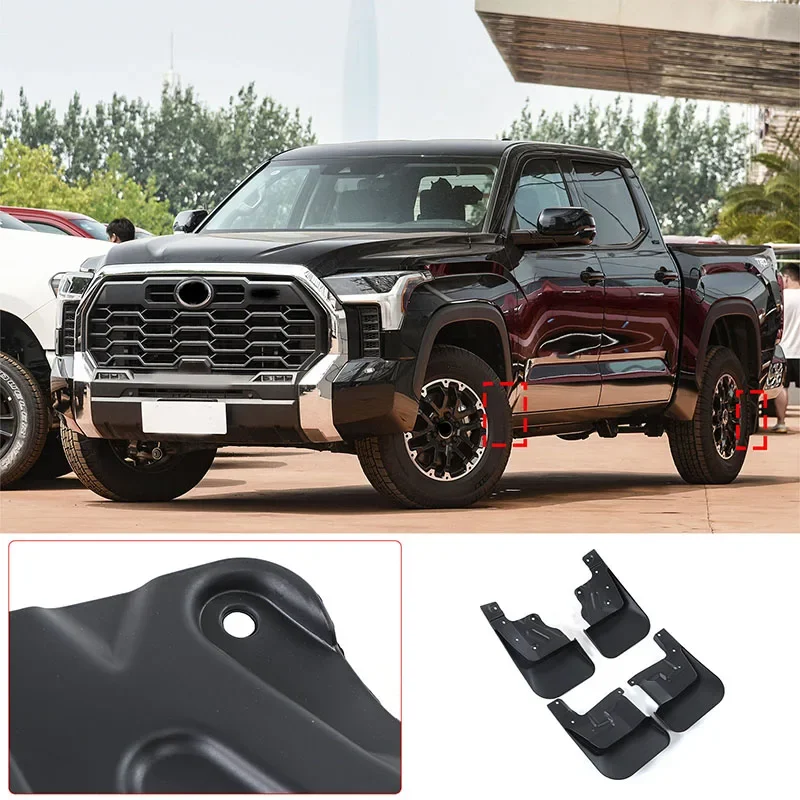 For Toyota Tundra 2022-2023 PP material Black Mudflap Fender Mudguards Mud Flaps Guard Splash Flap 4Pcs Car Front Rear Mudflaps