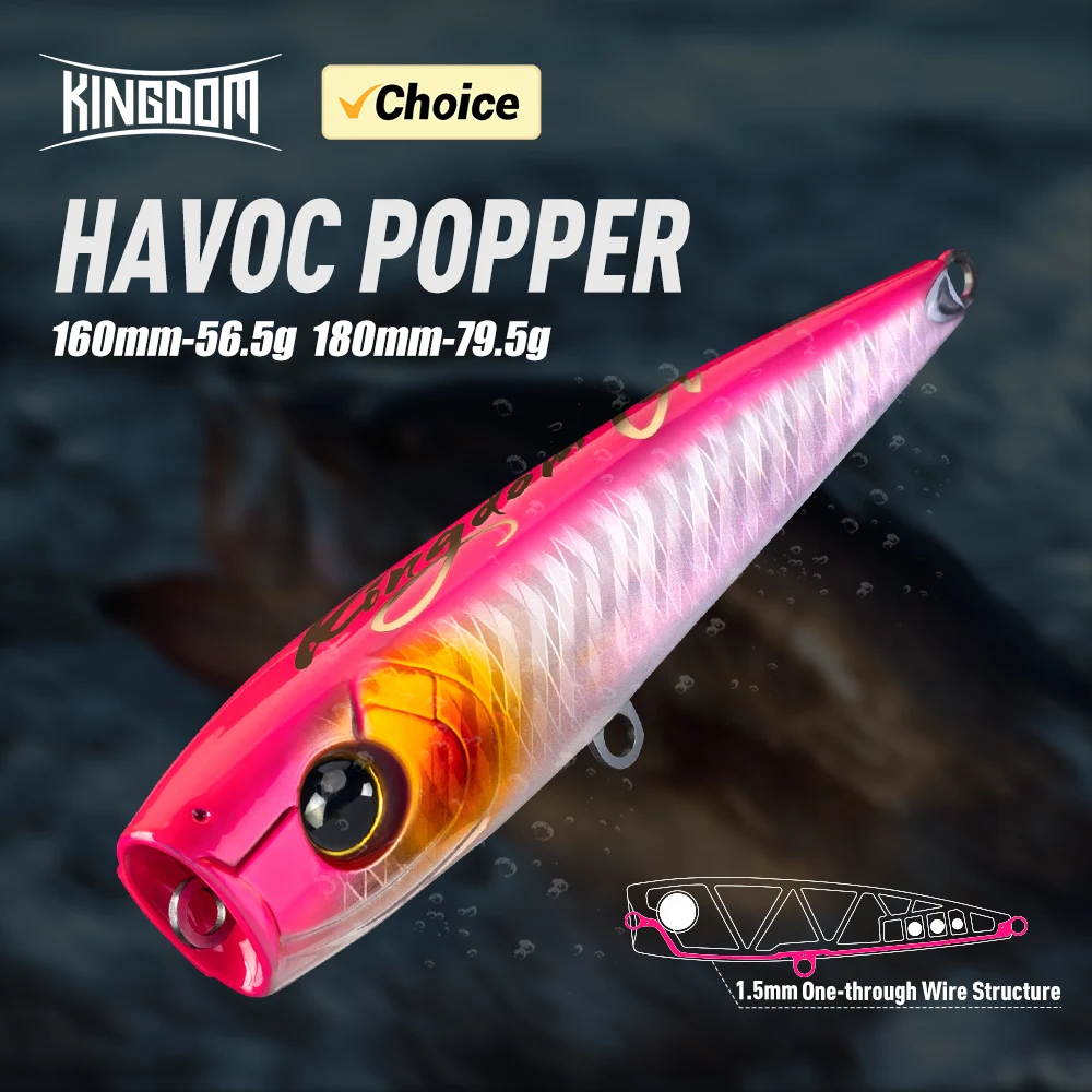 Kingdom Popper Angelköder 56,5 g 79,5 g Big Game Topwater Künstliche Hartköder GT Thunfisch Schwimmende Harte Wobbler Für Meeresangeln