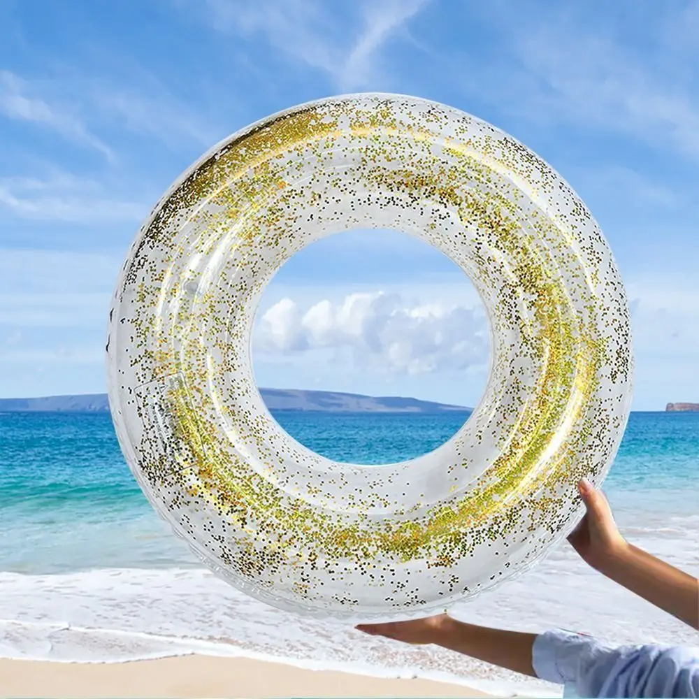 

Glitter Sequin Swimming Ring Heart Transparent Pool Float Swimming Ring 90# Boat Circle Inflatable Swimming Circle Summer