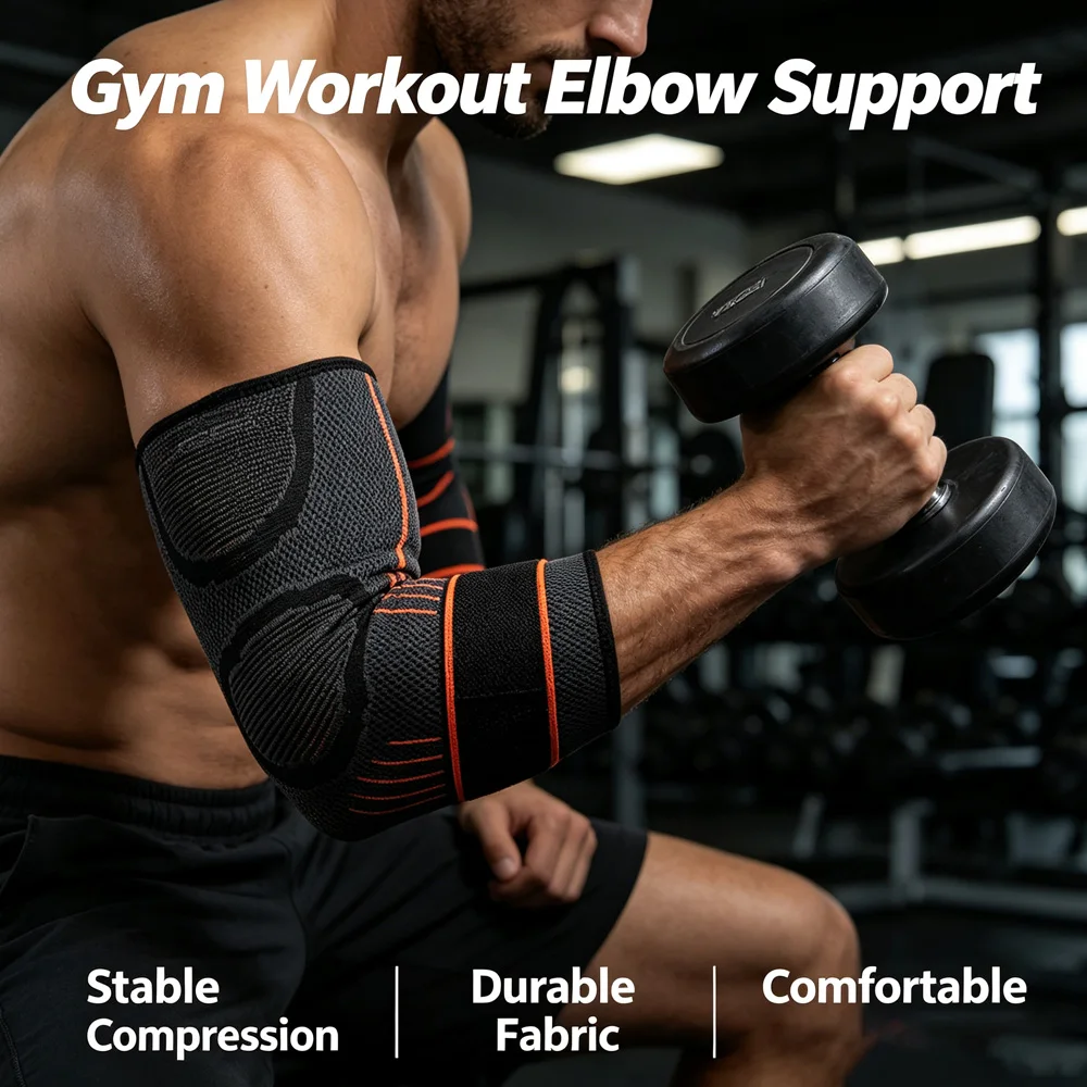 Arm Compression Sleeve - Elbow Braces for Recovery, Support for Athletic Sports Running Tennis Baseball Weightlifting- Men Women view 4