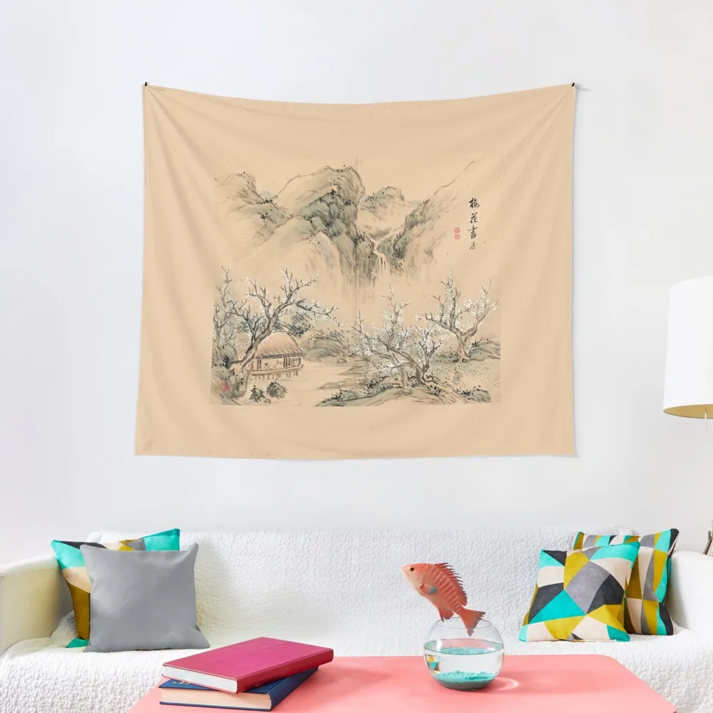 Landscapes of the Four Seasons-Spring (Restored Japanese Painting) Tapestry Hanging Wall Wall Deco Tapestry