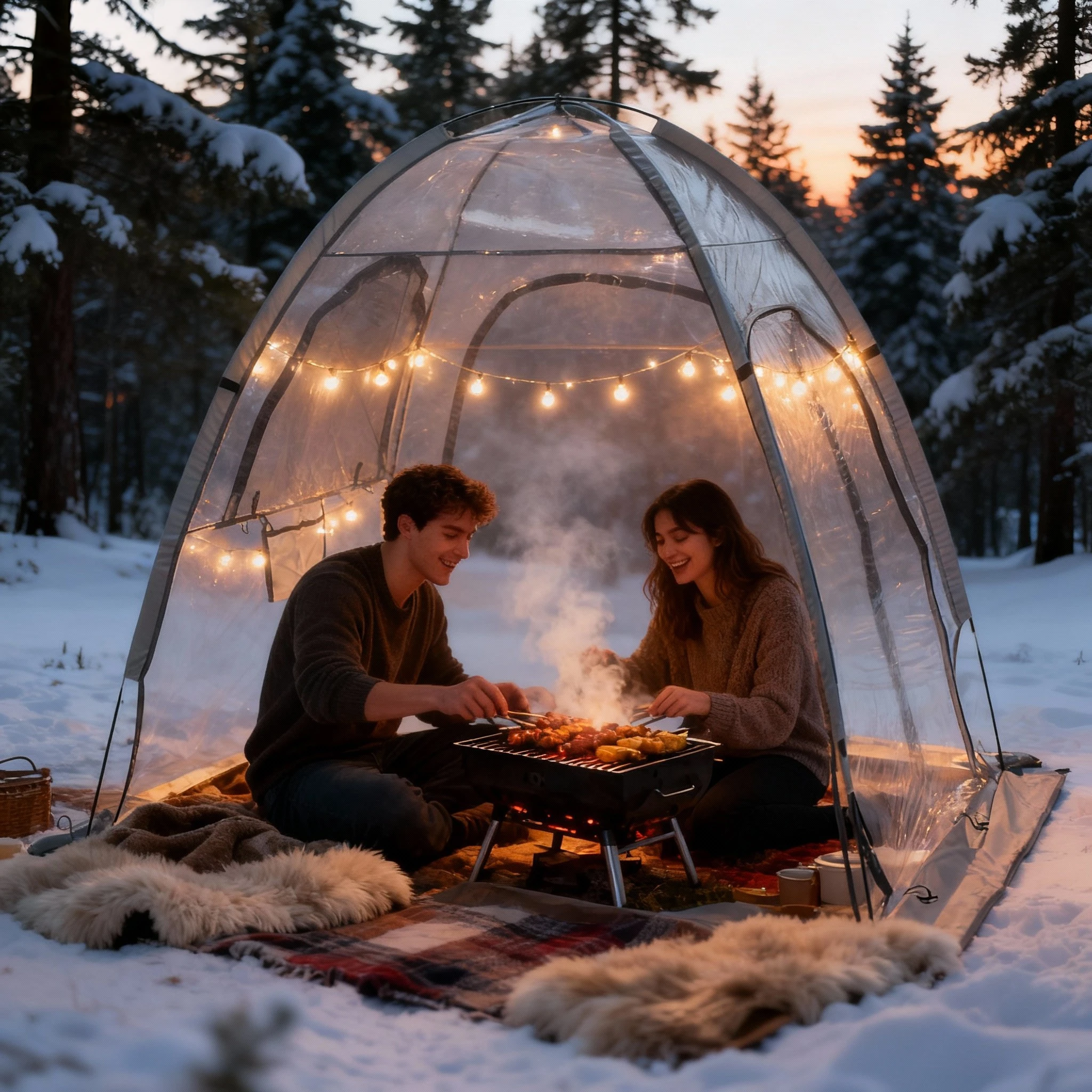 Transparent PVC Camping Tent 2-3 Person, Panoramic View Outdoor Shelter with Mesh Window for Garden, Patio & Outdoor Use
