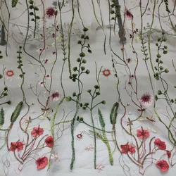 2025 Water Grass Lace Fabrics High Quality Embroidered Polyester Silk Screen Yarn Children's Clothing Dress Fabric Wholesale