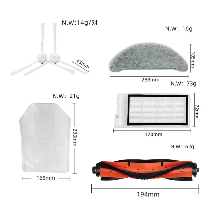 مكنسة كهربائية روبوت بقماش ممسحة ، فرشاة جانبية رئيسية ، فلتر كفاءة HEPA ، إكسسوارات بديلة ، شاومي رويدمي إيف بلس ، SDJ01RM #6
