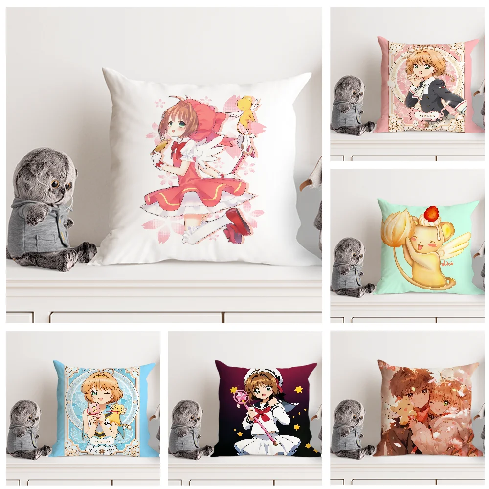 Anime C-Cardcaptor S-Sakura Pillow Case Double Sided Printed Cushion Cover Soft Short Plush Sofa Decorative Home Decoration