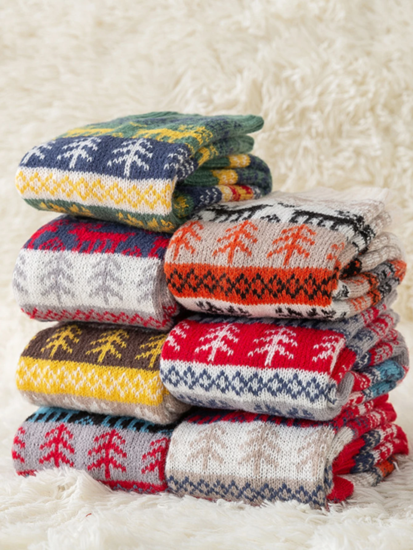 New fall and winter stocking stocking medium long calf socks leg warmers warm socks Christmas snow knit leg socks