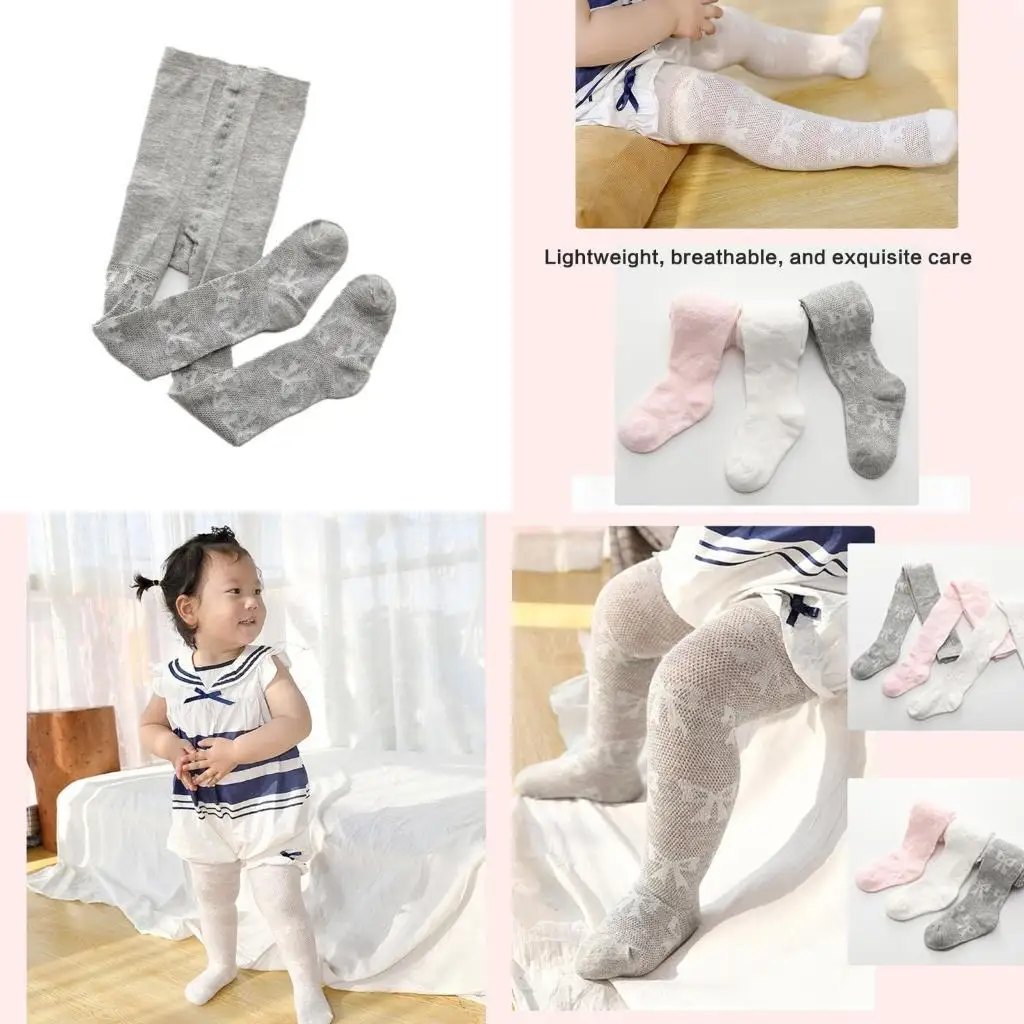 

652F Children's Bowknot Decorated Pantyhose, Soft & Stretchy Mesh Stockings Infant Girls Tights Breathable Baby Leggings