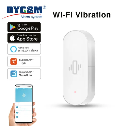 Sensor de vibración WiFi Tuya, detección sensible, alertas inteligentes, vida inteligente desde la seguridad, Compatible con Alexa/Google Home.