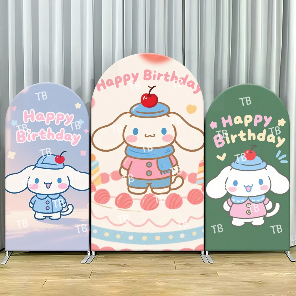 

Cinnamoroll Birthday Theme Arch Backdrop Cover Kids Party Decoration Photo Booth Props & Festive Celebration Background Supplies