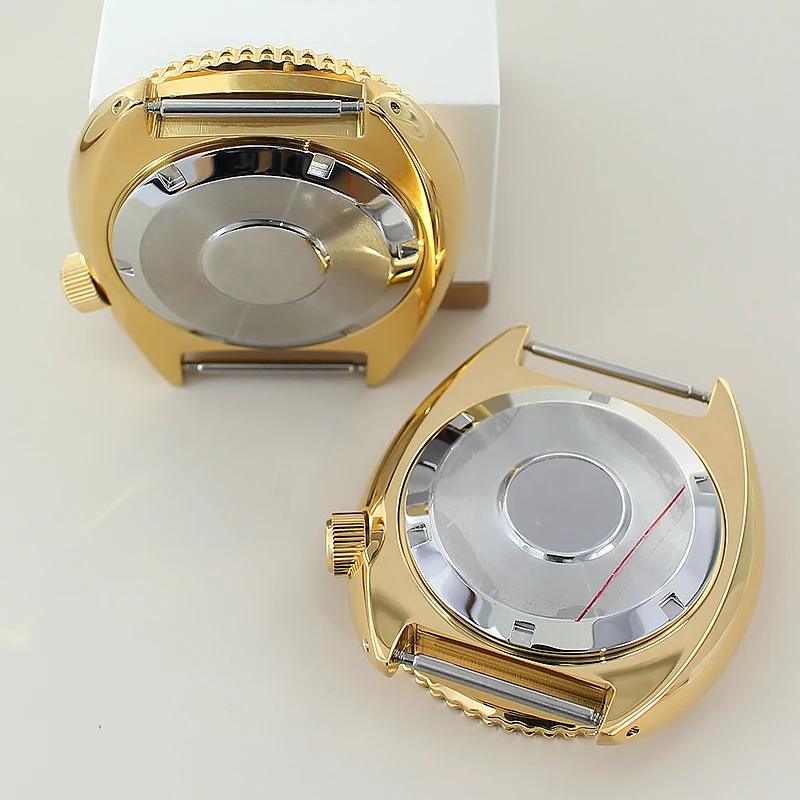 Gold PVD 45mm Watch Case NH35 Watch Replacement Accessories Sapphire Glas For NH35 NH36 NH34 NH38 4R36 Movement Modified Abalone