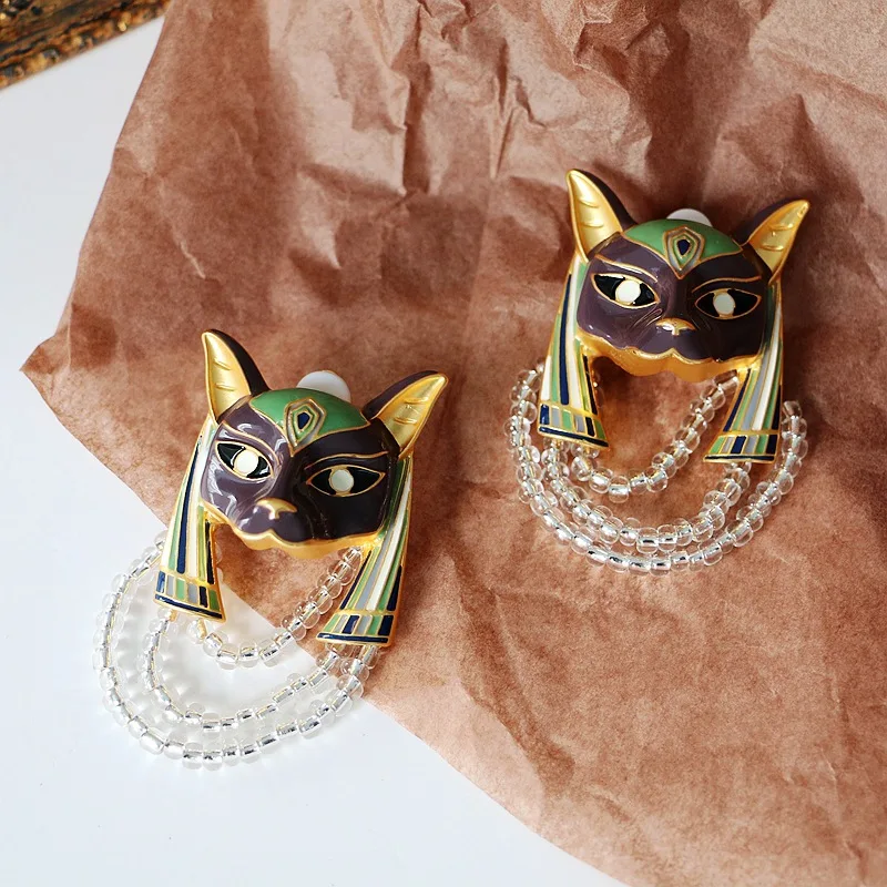 Vintage Egypt Fox Earrings Jewelry for Women Piercing Aesthetic Woman Earring Accessories Bijouterie Female Gift Statement Beads