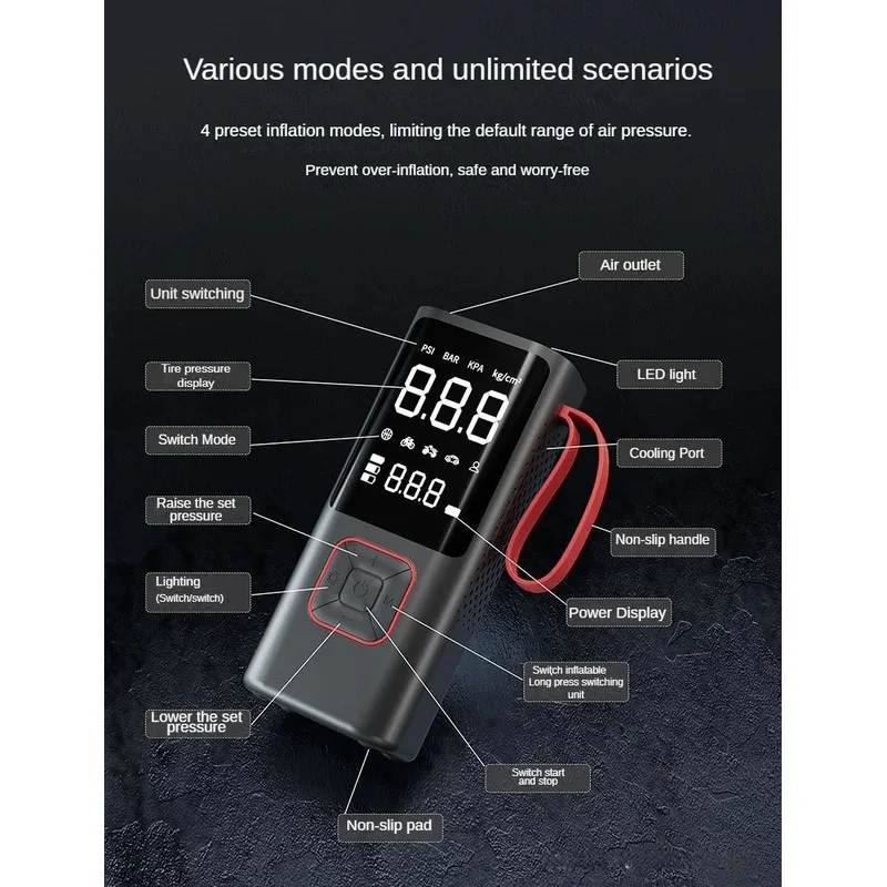 Wireless Car air pump portable air compressor for car motorcycle bicycle ball 150psi electric tire inflator with digital display