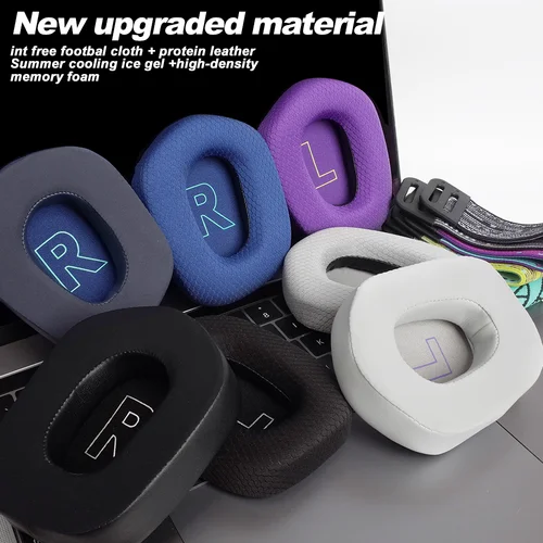 Imagen 2 del producto Almohadillas para auriculares Logitech G733 G335 G535, almohadillas de repuesto para auriculares, orejeras, fundas de memoria de tela suave, esponja
