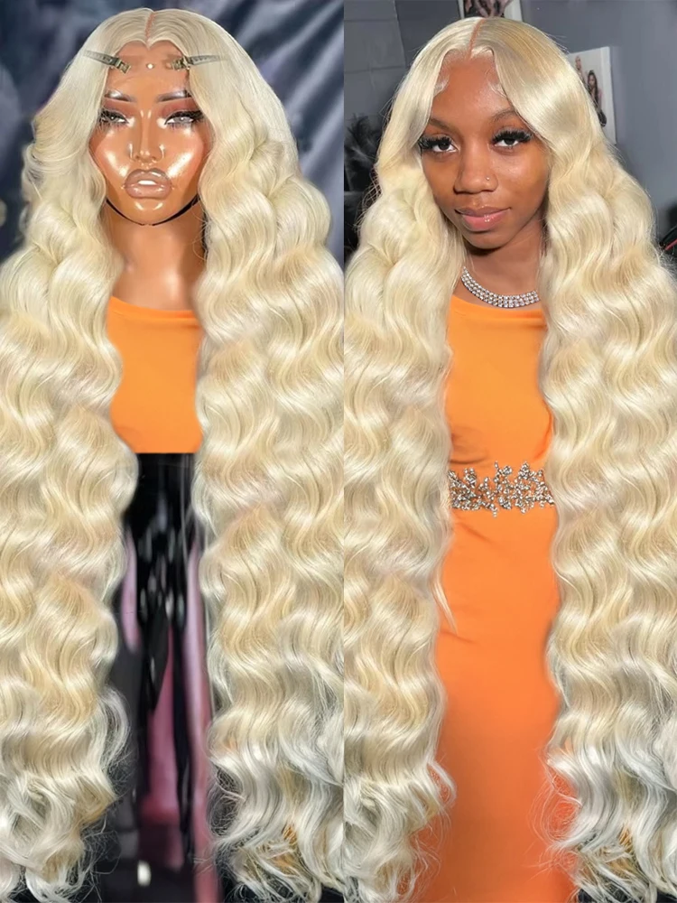 

613 Blonde Body Wave 13x6 HD Transparent Lace Frontal Wig 613 Colored Wig Lace Front Human Hair Wigs Cosplay For Women 40 Inches