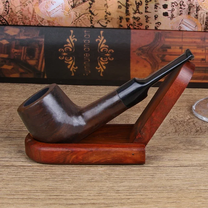 New Classic Straight Ebony Wood Solid Wooden Smoking Pipe Tobacco Pipe Tube Fit For 3mm Filters Smoking Accessories