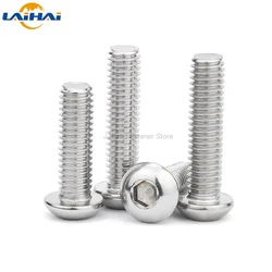 10pcs UNC 10#-24 1/4-20 US Coarse Thread 304 A2-70 stainless steel Allen Hex Hexagon Socket Button Head Round Screw Bolt ISO7380