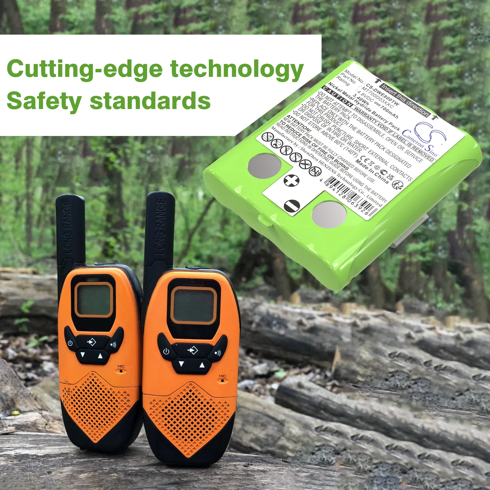 Сменный аккумулятор CS для DeTeWe, Simvalley Outdoor 8000, Outdoor PMR 8000, PMR8000, артикул: MT700D03XXC, 700 мАч / 3,36 Вт·ч