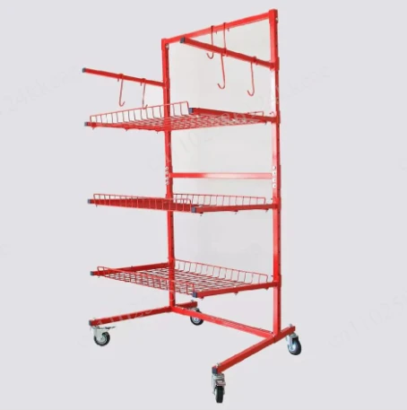 Heavy-Duty Metal Storage Cart - Mobile Tool Shelf for Auto Parts with Adjustable Shelves & Wheels, Workshop Organizer