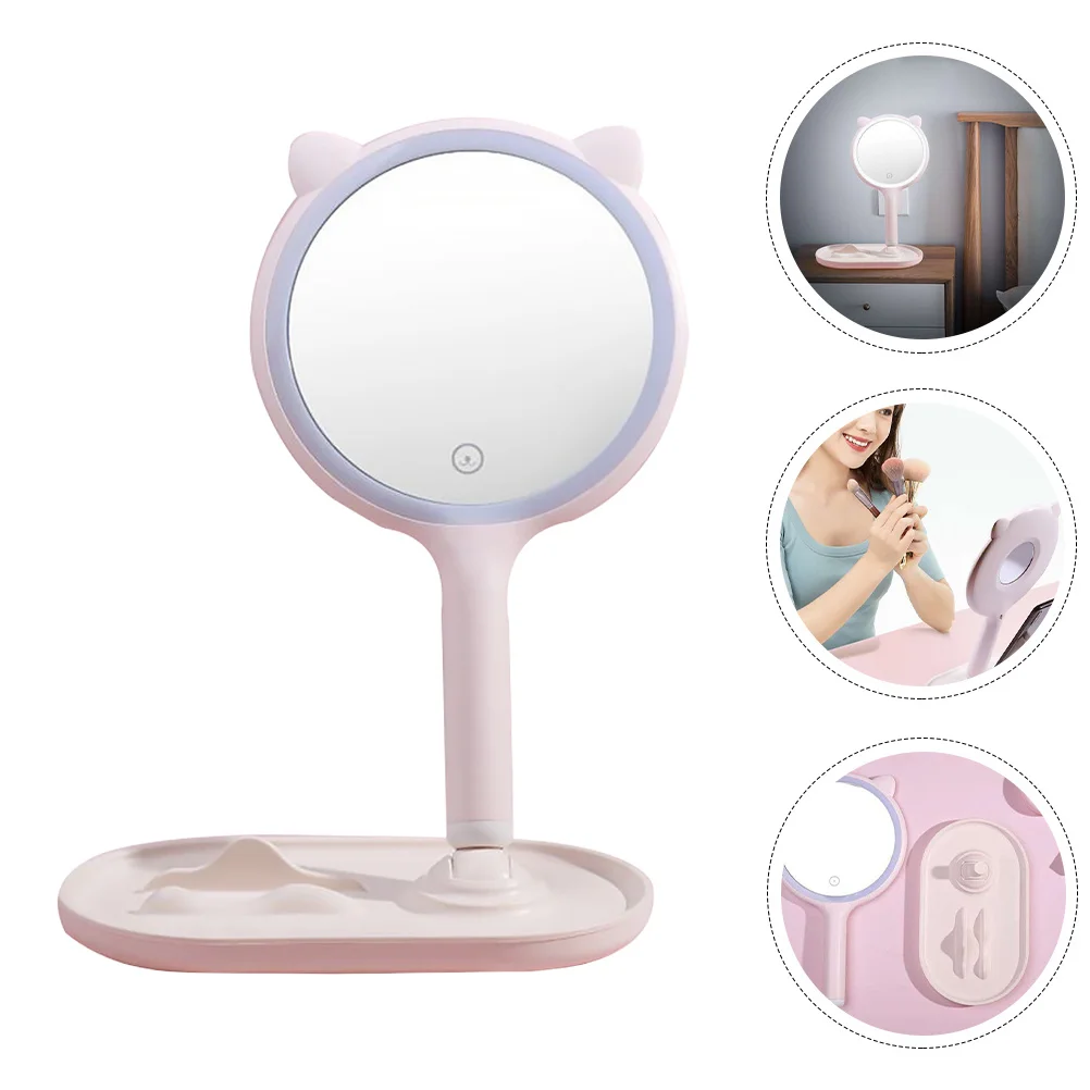 

LED Makeup Mirror Touch Control Desk Light High Definition Portable Storage Suitable for Home Use Desktop Lighted