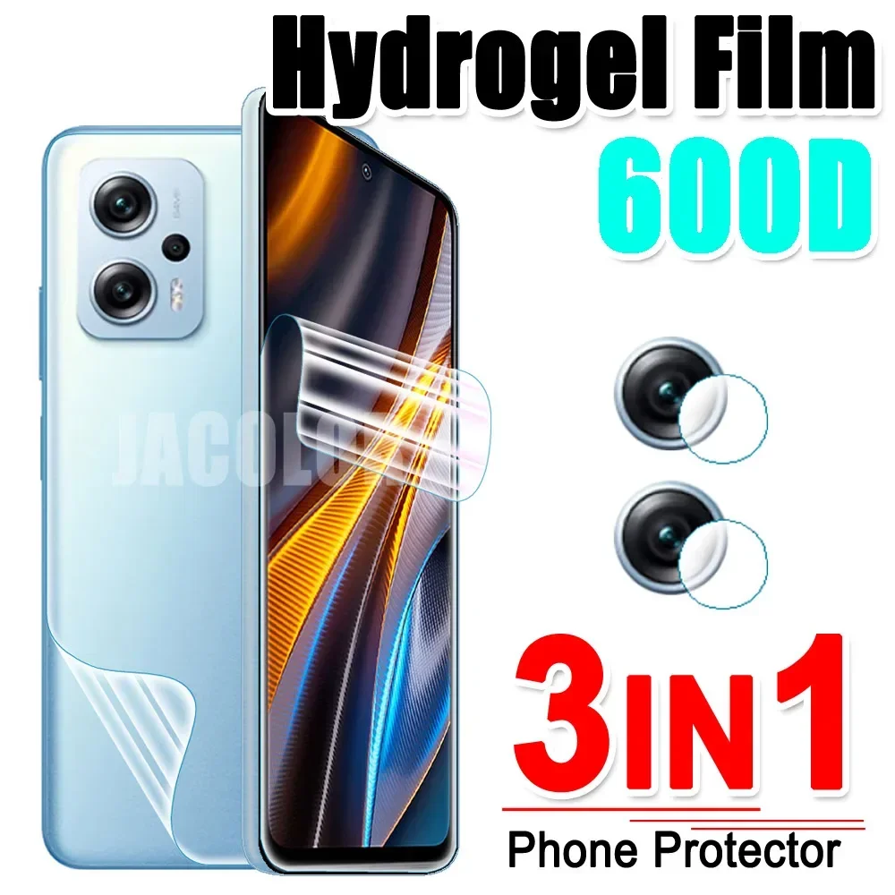 

3 IN1 Hydrogel Film For Xiaomi Poco X4 X3 NFC Pro GT 5G C40 Camera Glass X 3GT 3NFC 3Pro 4Pro 4GT C 40 Back Gel Screen Protector