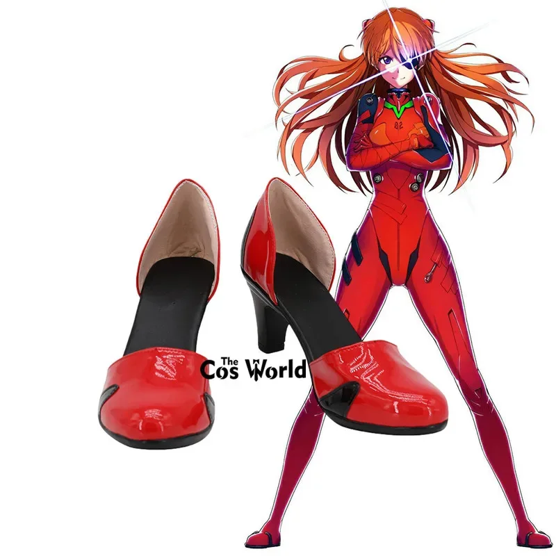 Sepatu Hak Tinggi Cosplay Anime Asuka Langley Soryu qq681EVA yang Dapat Disesuaikan