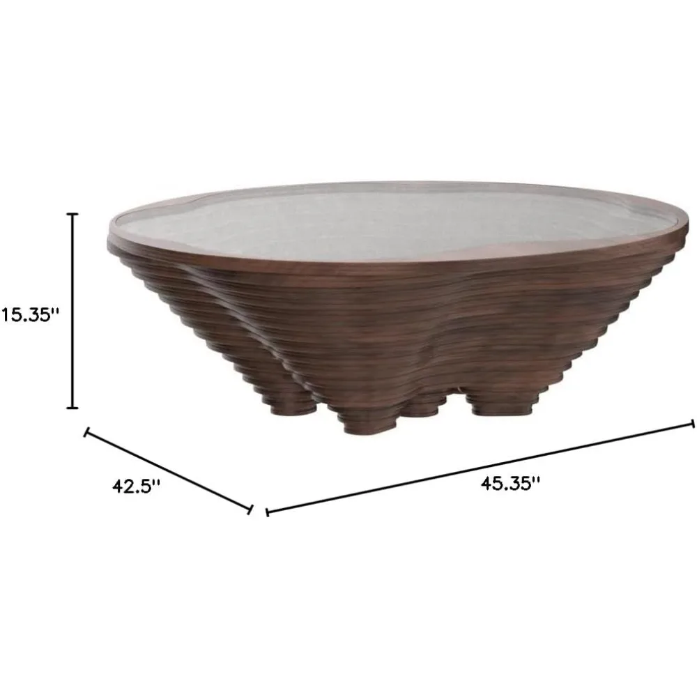 طاولة قهوة حلزونية خشبية بتصميم بابيلا - طاولة مزخرفة حديثة وأنيقة مع سطح زجاجي، تصميم خشبي مصنوع يدويًا - مثالية