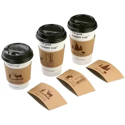 1000pcs Custom Printed Logo Branded Plain Insulated Disposable Black Hot Drink Iced Kraft Paper Coffee Cup Sleeves wj44