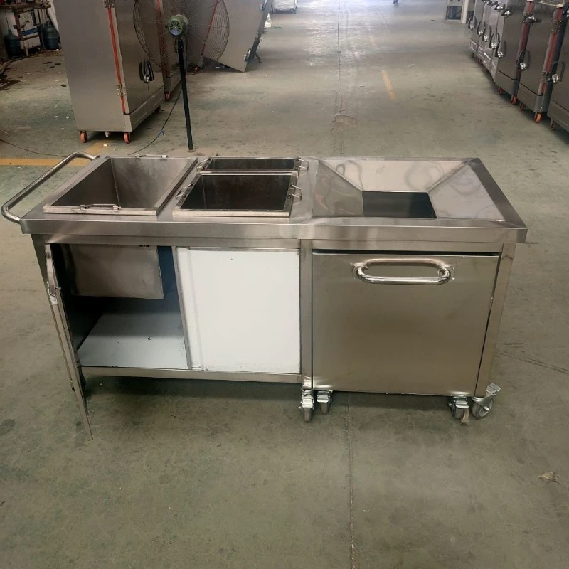 Stainless steel residue collection table dining car dual-purpose hotel canteen garbage collection truck dish collection