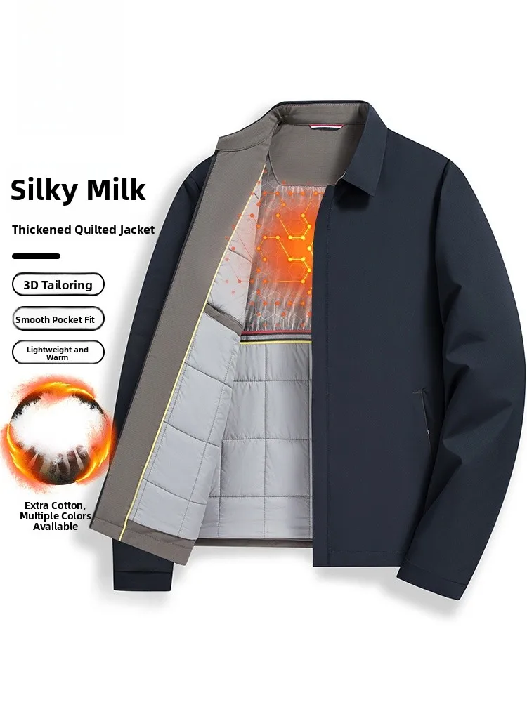 

Rn aphene Inner Cotton Jaet Men's Casual Comfortable Warm Coat Loose Fit Busin Gentleman Sle Long Sve Zipper