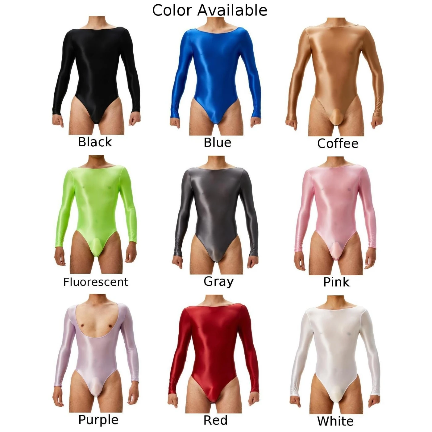 남성 레오타드 남성 바디 슈트 경량 긴 소매 O 넥 레귤러 셰이퍼 실키 슈퍼 탄성 스타킹 백 레스 편안한