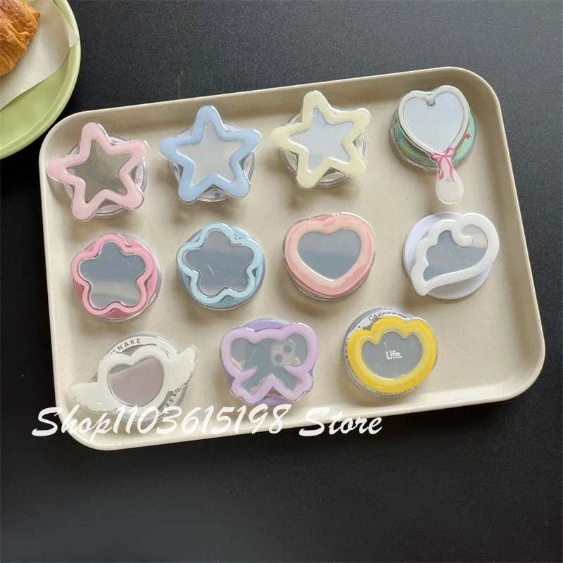 Support magnétique miroir de fleur de dessin animé coréen, poignée de téléphone Tok GripTok, Support pour iPhone, accessoire Magsafe intelligent