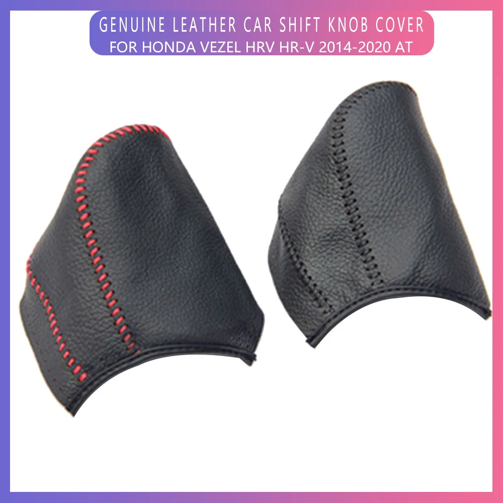 LHD/RHD Car Genuine Leather Head Shift Knob Protection Cover for Honda Vezel HRV HR-V 2014-2020 AT Gear Shift Collars Case Cover