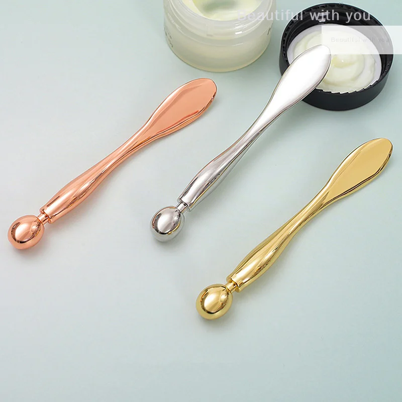 Bastone per massaggio viso in metallo Applicatore per crema per occhi antirughe Maschera Spatole per miscelazione Scoop Occhi Massaggio Strumento per la cura del viso