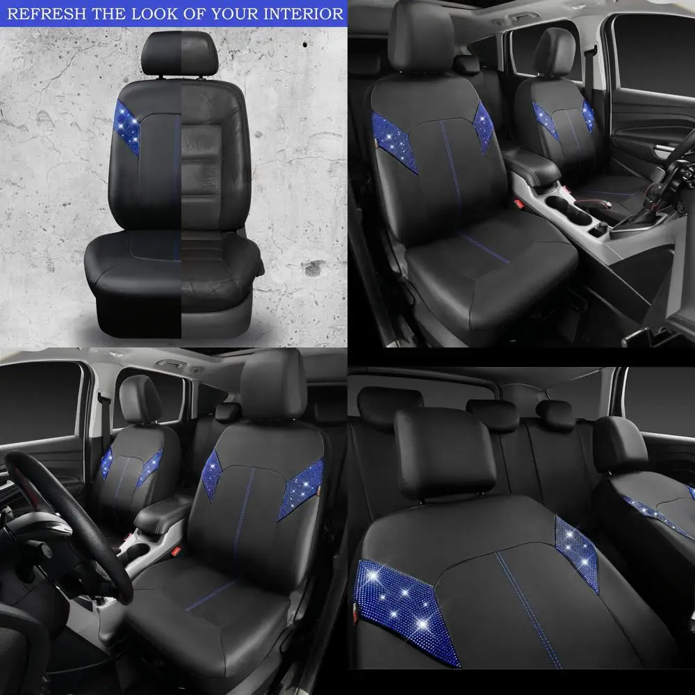 

Чехлы на автомобильные сиденья Outlet Bling Diamond, блестящие стразы и бриллианты, водонепроницаемая искусственная кожа, полный комплект, универсальный комплект, 95% автомобильный Gl